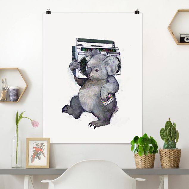 Dekoracja do kuchni Ilustracja Koala z radiem Malowanie