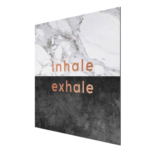Obrazy nowoczesny Inhale Exhale Miedź i marmur