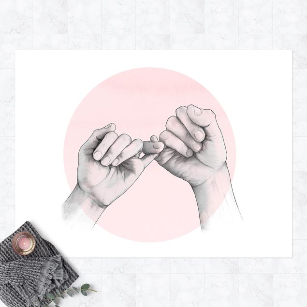 dywan zewnętrzny Ilustracja dłoni Przyjaźń Koło Różowy Biały