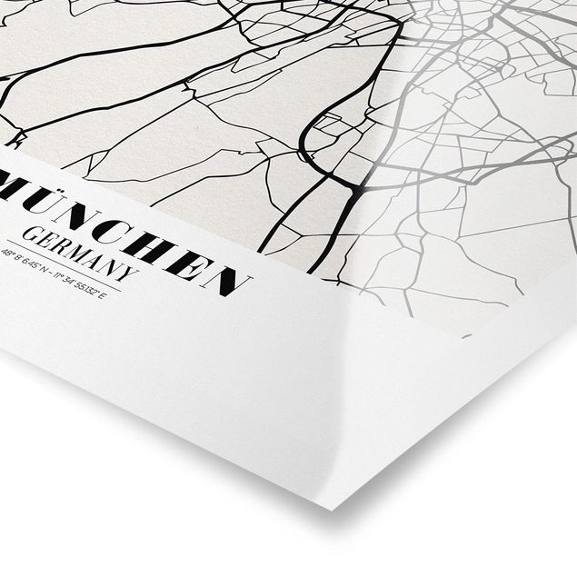 Plakaty czarno białe City Map Munich - Klasyczna