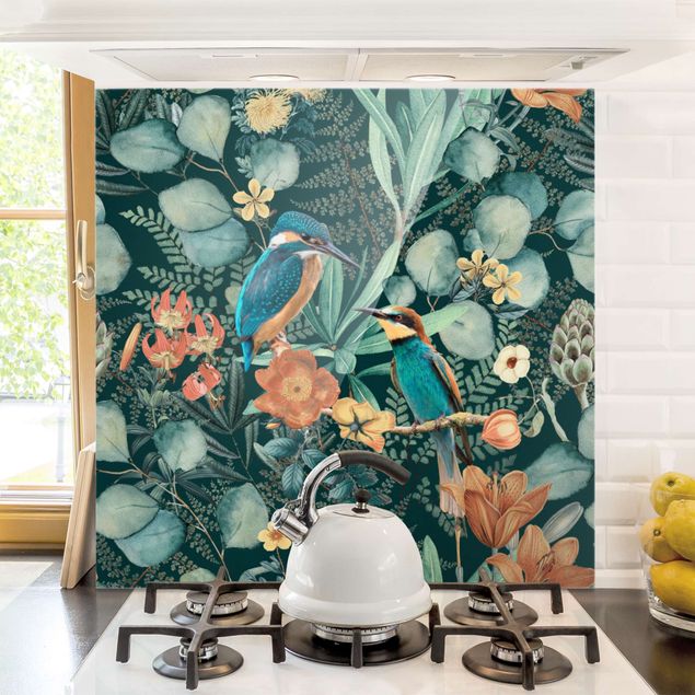 Dekoracja do kuchni Kwiatowy raj Zimorodek i koliber