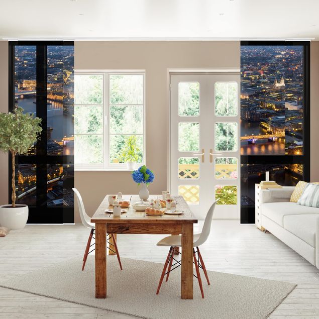 Tekstylia domowe Widok z okna na panoramę Londynu z mostami