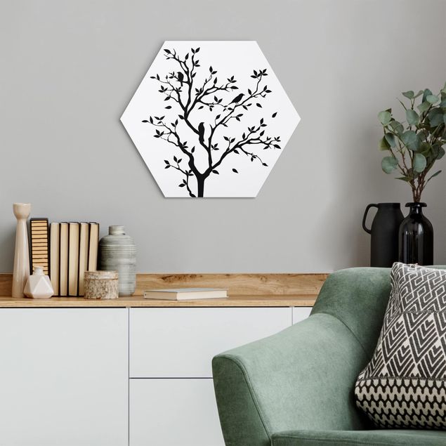 Obraz heksagonalny z Alu-Dibond - Nr YK14 Świergoczące drzewo