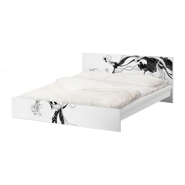 Okleina meblowa IKEA - Malm łóżko 160x200cm - Winorośl w atramencie