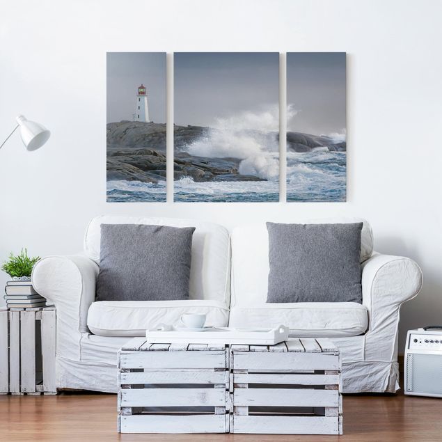 Obrazy nowoczesny Fale sztormowe przy latarni morskiej