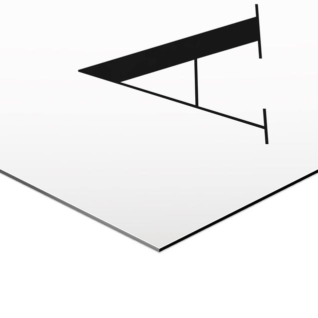 Obraz heksagonalny z Alu-Dibond - Biała litera Szeryf A