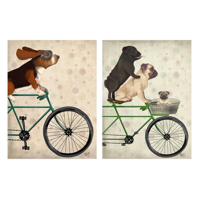 Zwierzęta obrazy Wycieczka rowerowa - Basset i świnki Zestaw I