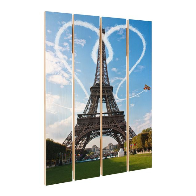 Obraz z drewna - Paryż - miasto miłości