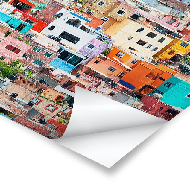 Plakaty Kolorowy dom z przodu Guanajuato
