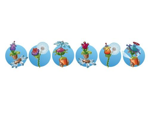 Naklejki na ścianę zwierzęta Flying Farm Floral Ribbon w kolorze niebieskim