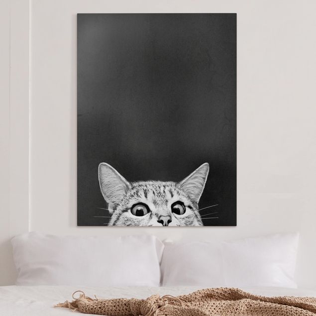 Obraz na płótnie - Ilustracja kot czarno-biały rysunek