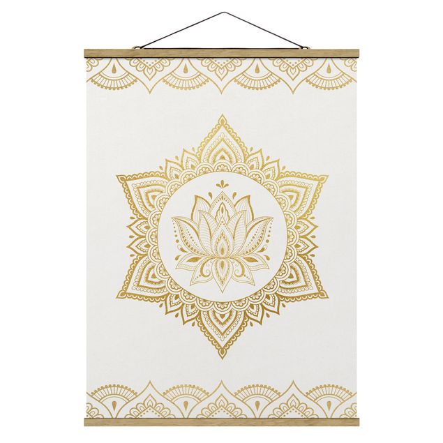 Obrazy nowoczesne Mandala Lotus Ilustracja Ornament z białego złota