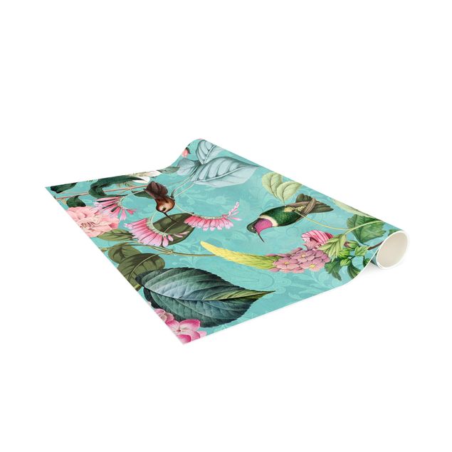 dywany nowoczesne Kolaże w stylu vintage - Kolibry w raju