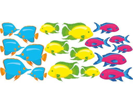 Naklejki na ścianę zwierzęta Nr RY29 Kolorowa ławica ryb