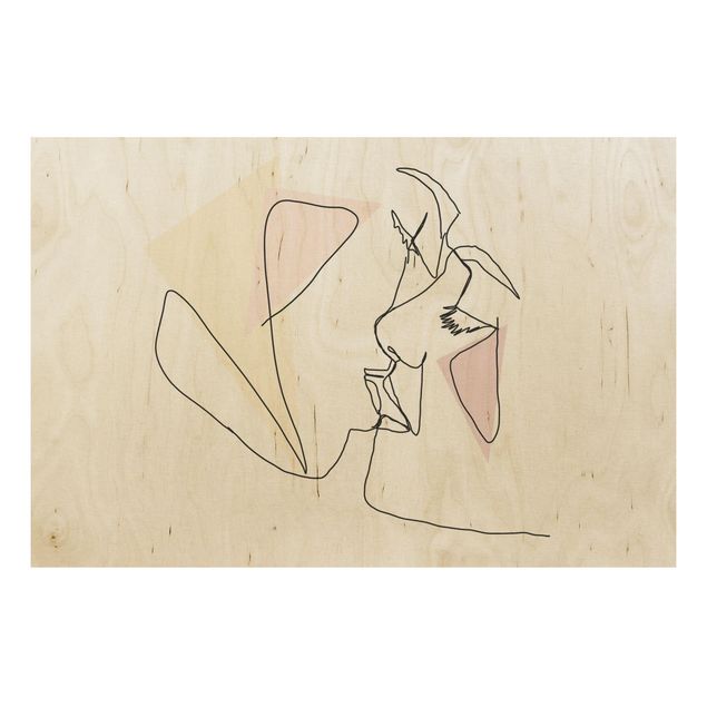 Obrazy na drewnie Sztuka liniowa Kiss Faces
