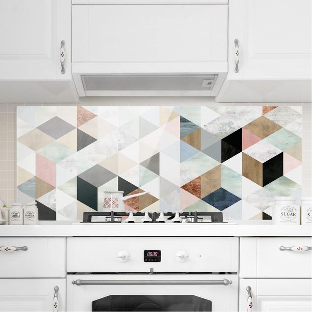 Dekoracja do kuchni Mozaika akwarelowa z trójkątami I
