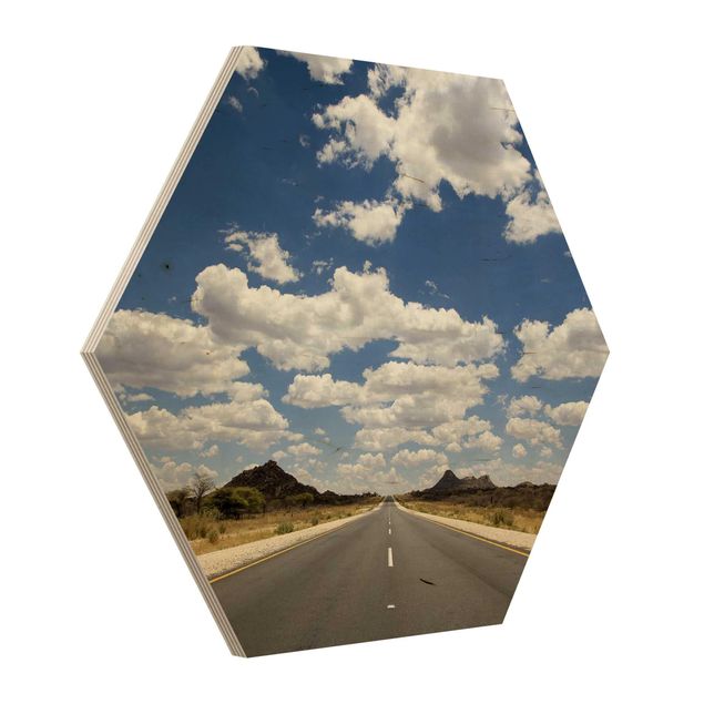 Obraz heksagonalny z drewna - Route 66