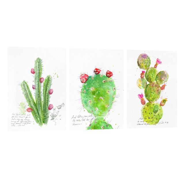 Obrazy nowoczesny Zestaw kaktusów z wersetami biblijnymi I