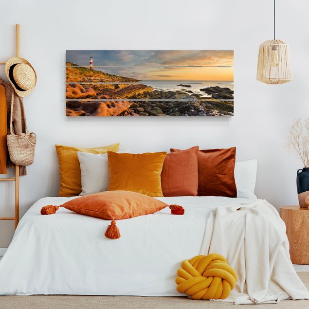 Obrazy na ścianę Tarbat Ness Morze i latarnia morska o zachodzie słońca