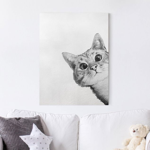 Obraz na płótnie - Ilustracja kota Rysunek czarno-biały