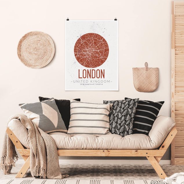 Nowoczesne obrazy do salonu Mapa miasta Londyn - Retro