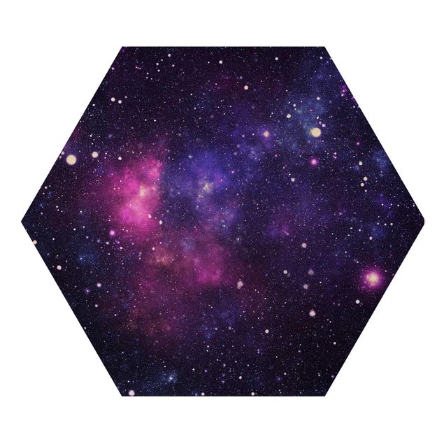Obraz heksagonalny z drewna - Galaktyka
