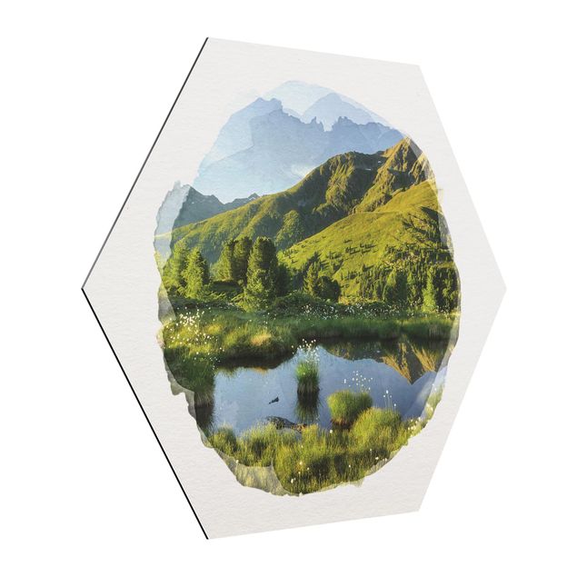 Obrazy z górami Akwarele - widok z Hirschbichl na dolinę Defereggen