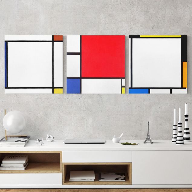 Obraz na płótnie 3-częściowy - Piet Mondrian - Kompozycje kwadratowe