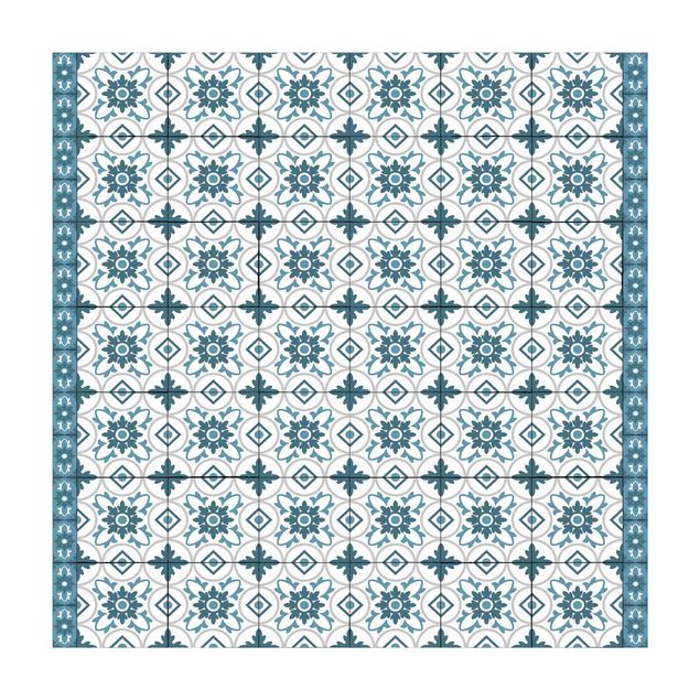 dywany nowoczesne Płytka geometryczna Mix Flower Niebieski Szary