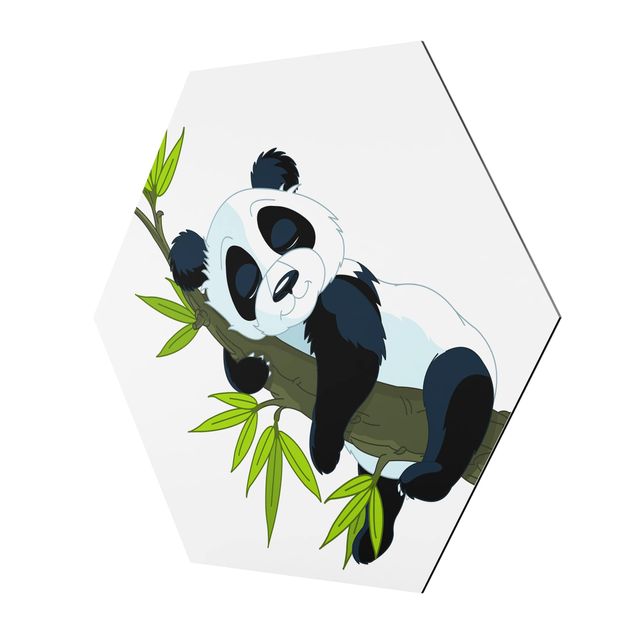 Obraz heksagonalny z Alu-Dibond - Śpiąca panda
