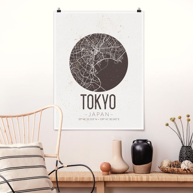 Obrazy Azja Mapa miasta Tokio - Retro