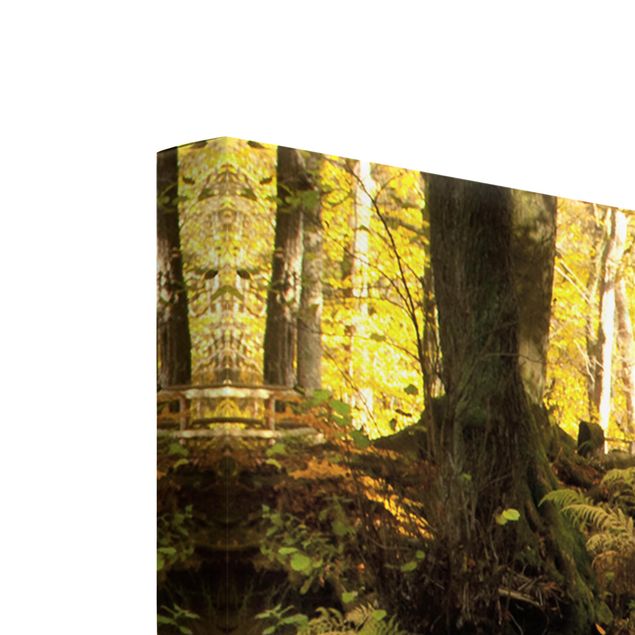 Zielony obraz Wodospad jesienny las