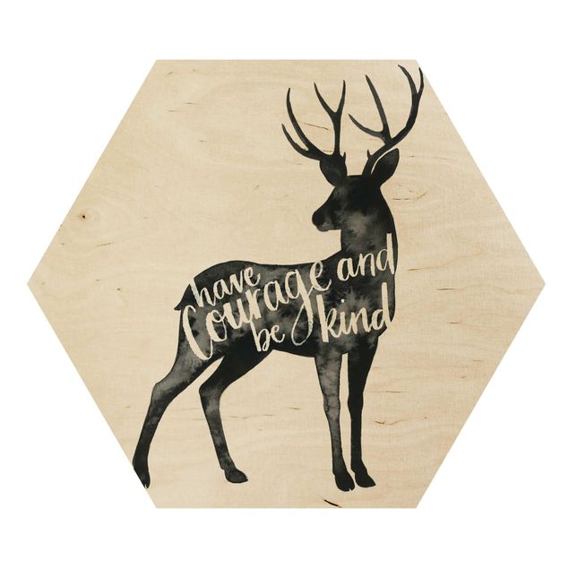 Obraz heksagonalny z drewna - Zwierzęta z mądrością - Jeleń