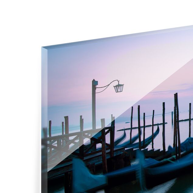 Panel szklany do kuchni - Gondole na tle Wenecji o zachodzie słońca