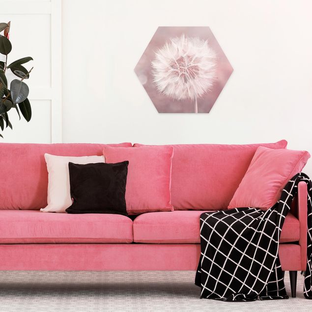 Obrazy nowoczesny dandelion bokeh różowy