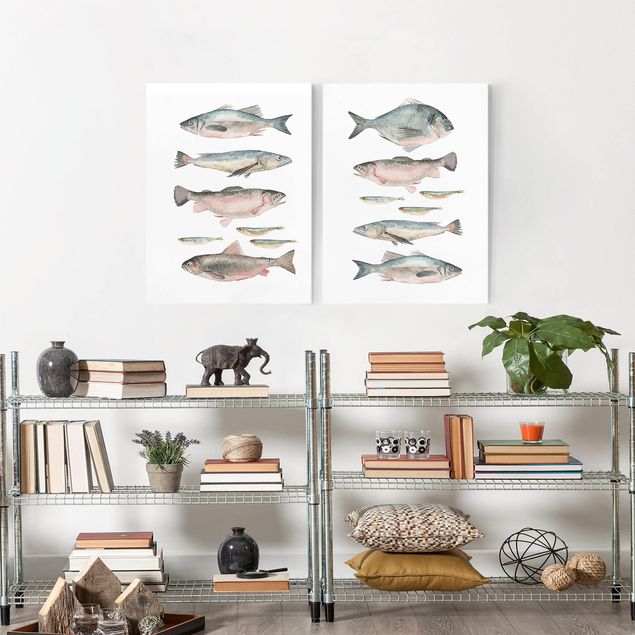 Obrazy nowoczesne Ryby w akwareli Zestaw I