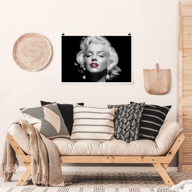 Obrazy do salonu nowoczesne Marilyn z czerwonymi ustami
