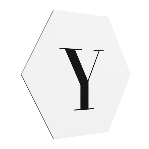 Obraz heksagonalny z Alu-Dibond - Biała litera Szeryf Y
