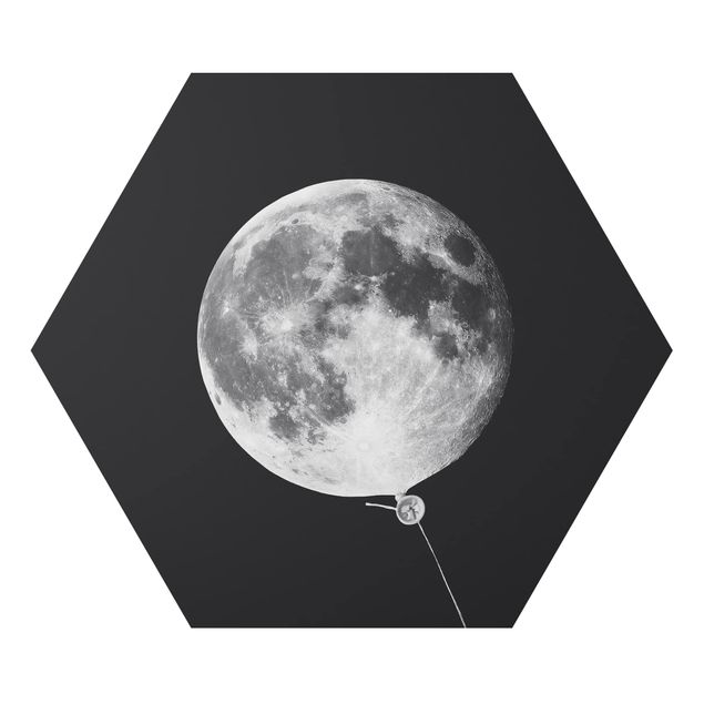 Obraz heksagonalny z Alu-Dibond - Balon z księżycem