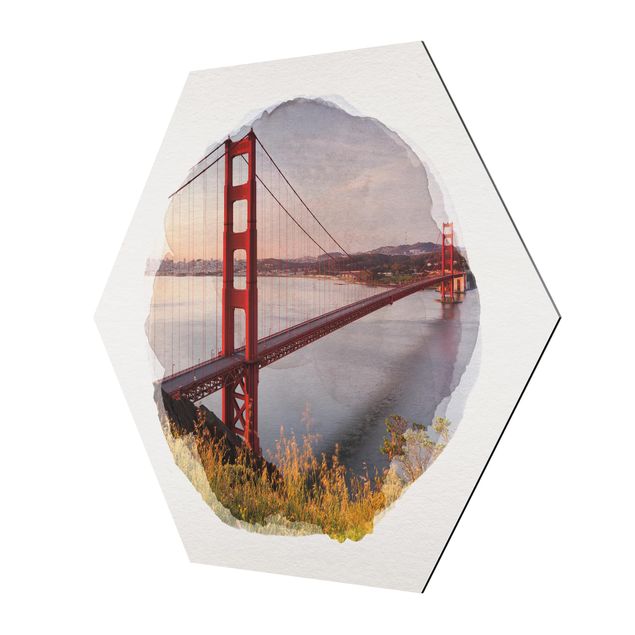 Obrazy Akwarele - Most Złotoen Gate w San Francisco