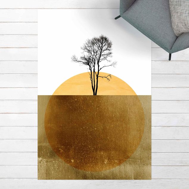 dywany zewnętrzne tarasowe Złote słońce z drzewem