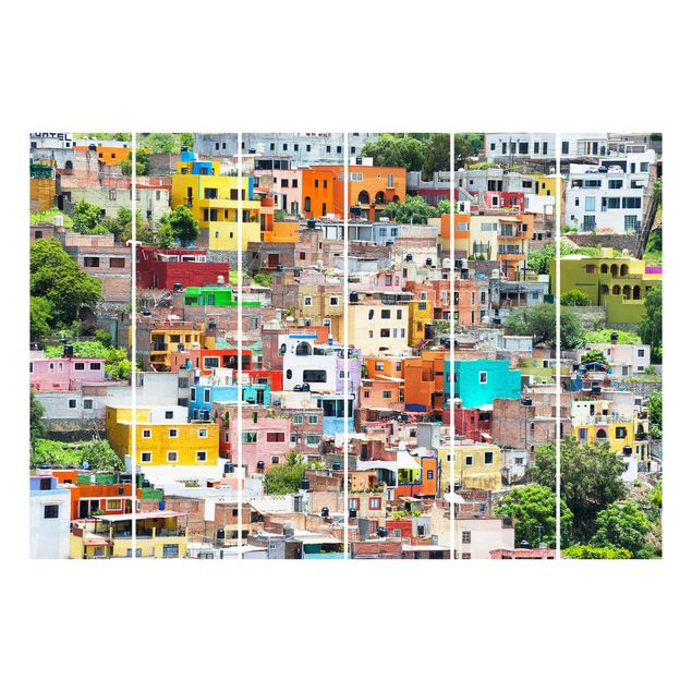 Zasłony panele Kolorowy dom z przodu Guanajuato