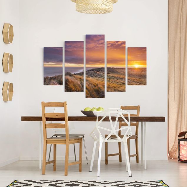Nowoczesne obrazy do salonu Wschód słońca na plaży na Sylcie