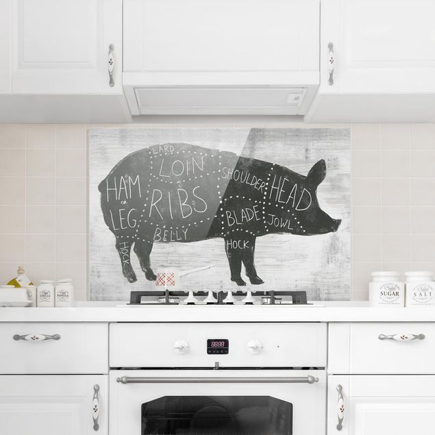 Panele szklane do kuchni Tablica ekspozycyjna rzeźnika - świnia