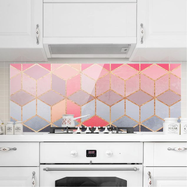 Dekoracja do kuchni Kolorowa pastelowa złota geometria