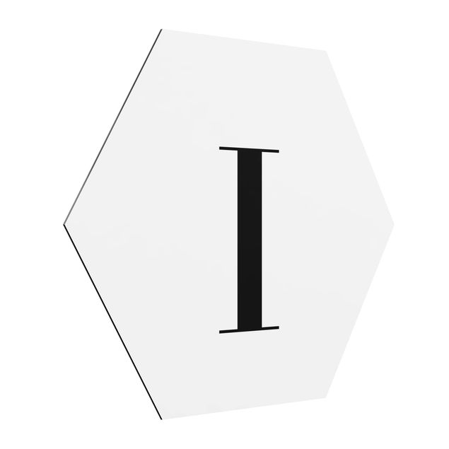 Obraz heksagonalny z Alu-Dibond - Biała litera Szeryf I