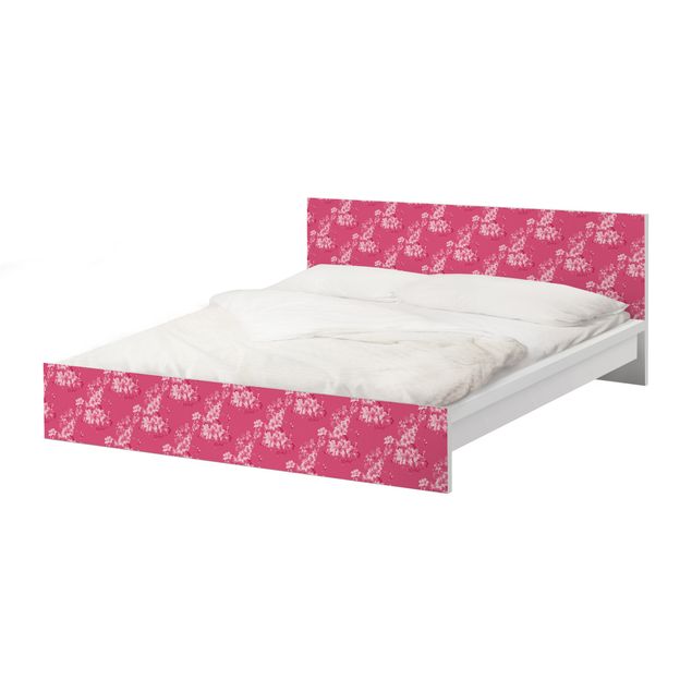 Okleina meblowa IKEA - Malm łóżko 160x200cm - Antyczny wzór kwiatowy