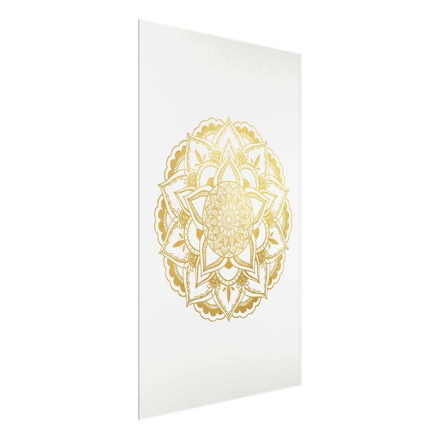 Obrazy do salonu Mandala Ilustracja Ornament z białego złota