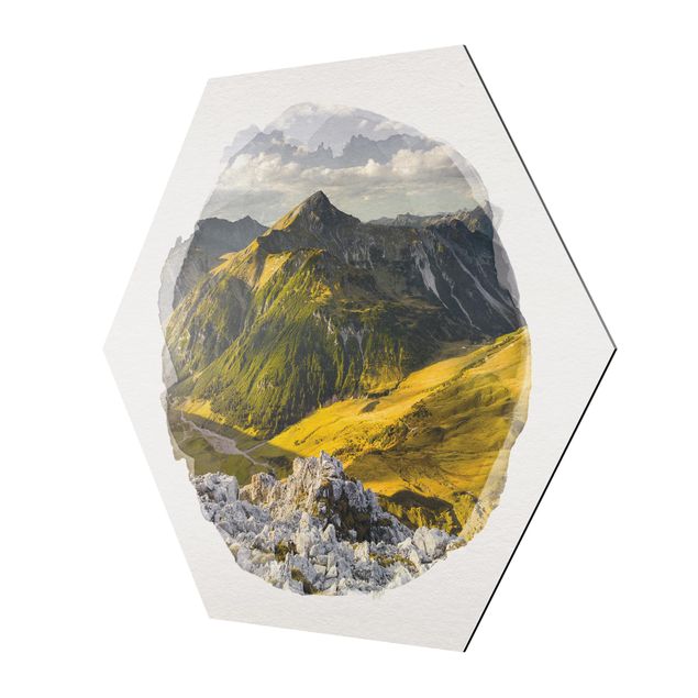 Obrazy natura Akwarele - góry i dolina w Alpach Lechtalskich w Tyrolu