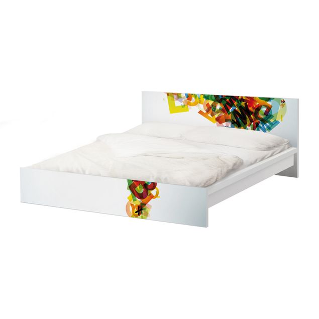 Okleina meblowa IKEA - Malm łóżko 160x200cm - Alfabet tęczy